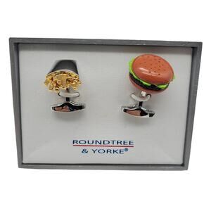 Burger & French Fries Cufflinks Roundtree Yorke Hamburger Vintage Cuff Links